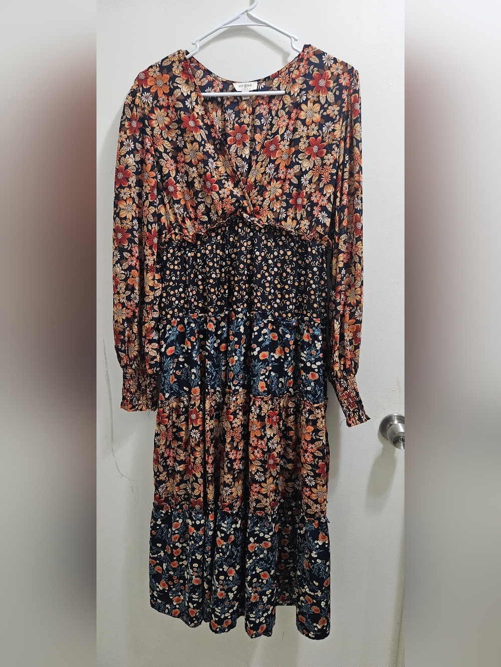 Umgee Exclusive Floral Print Midi Long Sleeve Dress - Picture 4 of 9